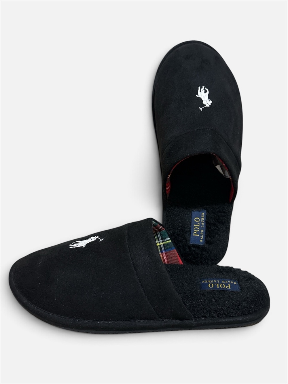 Polo Ralph Lauren Mens Monogram Mule Slippers Black Size 11